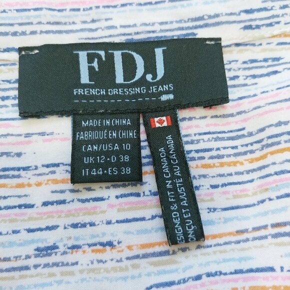 FDJ Popover Blouse Womens 10 V-Neck Speckled Stripe 3/4 Sleeve Jersey Knit - Picture 5 of 10